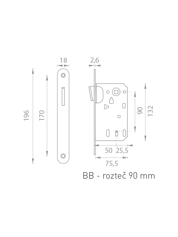TI - Magnetický zámok 2867 BB 90 detail 2