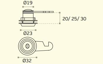 JNF - ZÁMOK NA SKRINKU IN.07715.R 25 mm detail 2