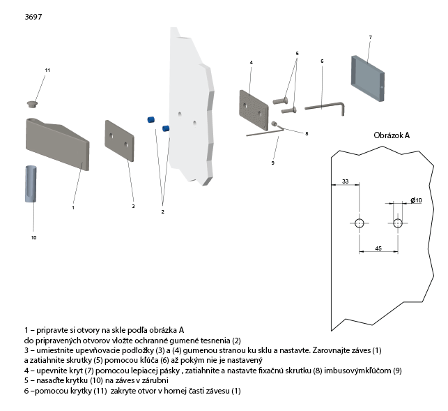 TI - Pánt na sklo horizontálny detail 3