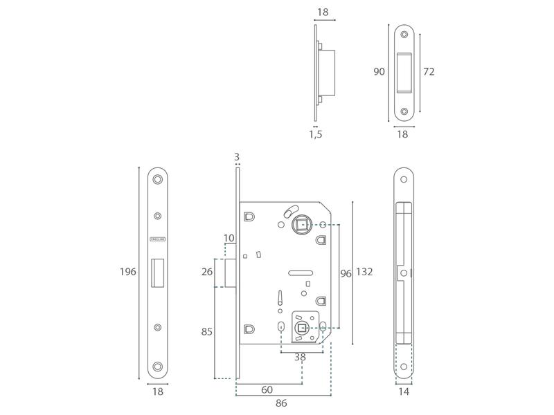 JNF - FREE LINE Zámok IN.20.846 - WC + protiplech detail 2