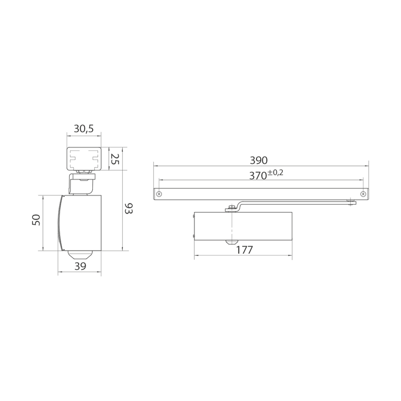 GZ - TS 1500 G Samozatvárač s klznou lištou detail 2