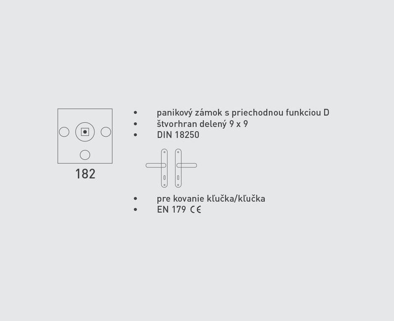 DK - MECHANICKÝ PANIKOVÝ ZÁMOK 182 - D - pre ľavé dvere detail 4