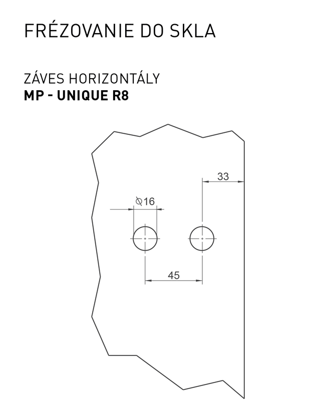 MPK - UNIQUE R8 - Pánt na sklo s platničkou horizontálny - pár detail 3