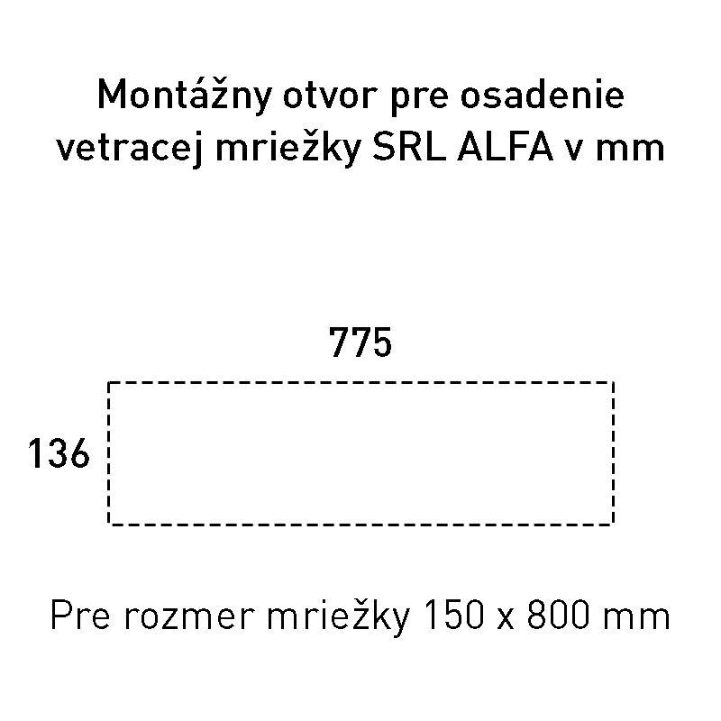SRL - ALFA vetracia mriežka 150 x 800 mm detail 3