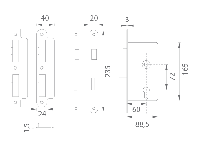 JNF - Panikový zámok IN.20.601- hranatý detail 2