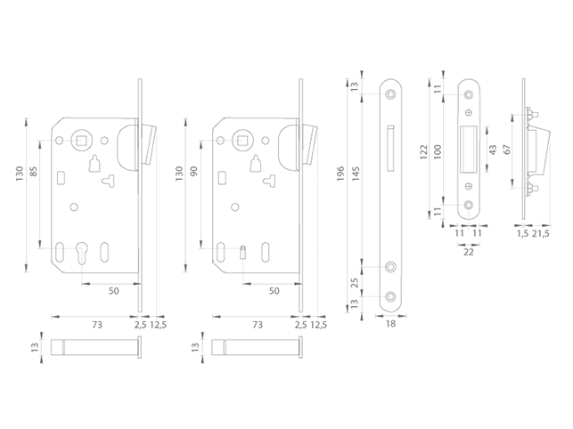 TI - Magnetický zámok 2868 PZ 85 detail 2