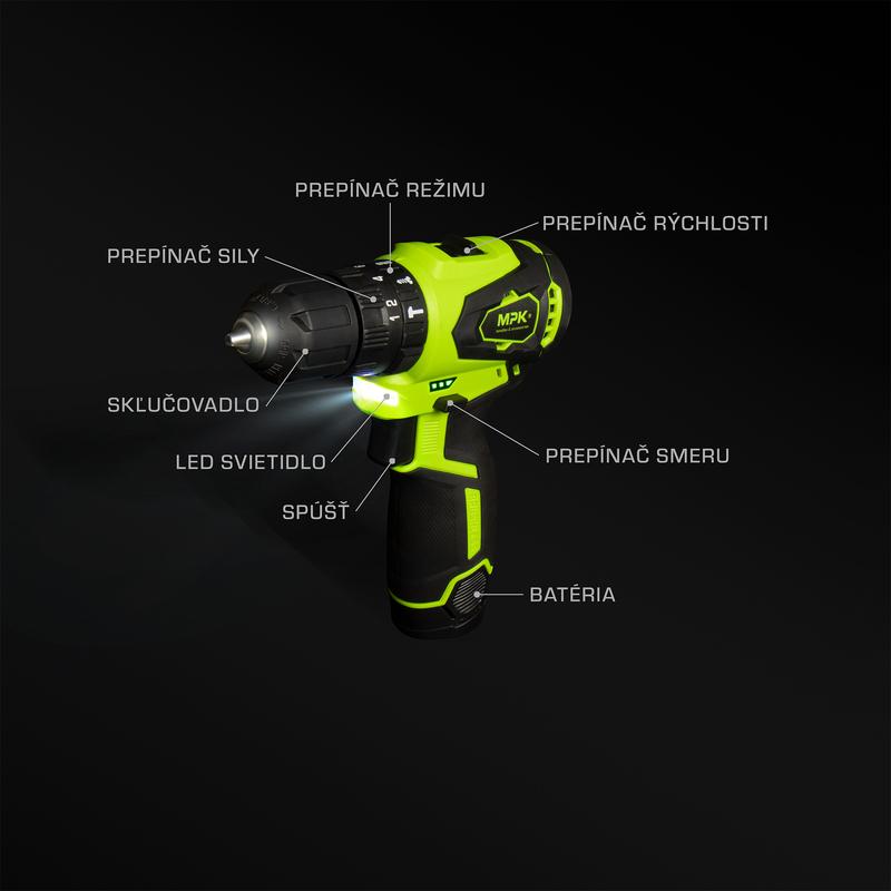 MPK - AKUMULÁTOROVÝ 12 V VŔTACÍ SKRUTKOVAČ S PRÍKLEPOM detail 4