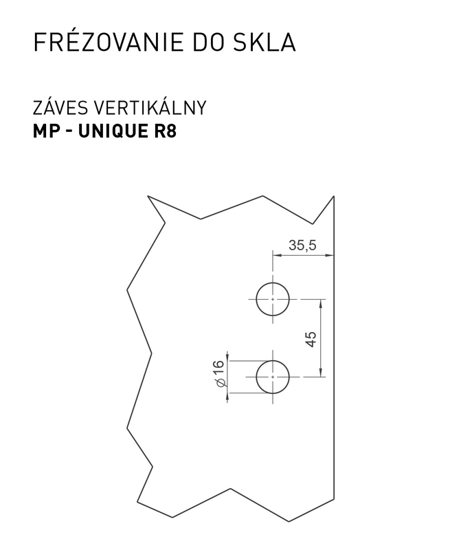MPK - UNIQUE R8 - Pánt na sklo s platničkou vertikálny - pár detail 3